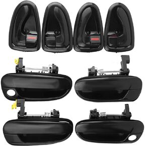 NPAUTO Door Handle for 2000 2001 2002 2003 2004 2005 Hyundai Accent, Dodge Verna Exterior Interior Front Rear Driver Passenger Side Replacement, Pack of 8, Black
