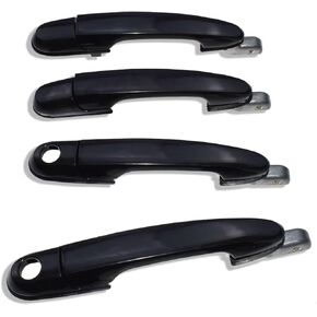 4pcs Exterior Door Handles Compatible with 05-09 Tucson 82650-2E000 82660-2E000 Front+Rear Left+Right Side Black Outside