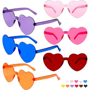 6 PCS Heart Sunglasses Heart Shaped Sunglasses Valentines Bachelorette St Patricks Day Halloween Christmas Glasses