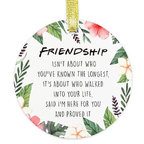 Best Friend Ceramic Ornament - Become Family Gift for Your Best Friend Keepsake, Friendship Gift for Woman Friend, Friendship Christmas Ornament for Men Woman Female Girl Her, Birthday Gift for Friend