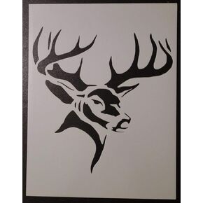 Reusable Sturdy Stencil Hunting Buck Head Deer 8.5" x 11" Cut Stencil Sheet (not Paper) Arts and Crafts Material Scrapbooking for Airbrush Painting Drawing