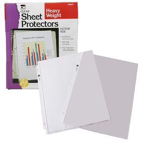 Charles Leonard Sheet Protectors, Top Loading with Binder Holes, 3.3 Mils Heavy Weight, Letter Size, Clear, 100-Pack (48341)
