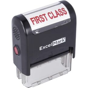 First Class Self Inking Rubber Stamp - Red Ink
