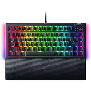 Razer BlackWidow V4 75% Mechanical Gaming Keyboard: Hot-swappable Design - Compact & Durable - Orange Tactile Switches - Chroma RGB - MF Roller & Media Keys - Comfortable Wrist Rest - White (Renewed)