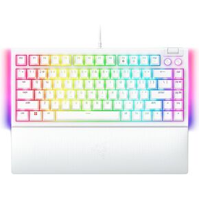 Razer BlackWidow V4 75% Mechanical Gaming Keyboard: Hot-swappable Design - Compact & Durable - Orange Tactile Switches - Chroma RGB - MF Roller & Media Keys - Comfortable Wrist Rest - White (Renewed)