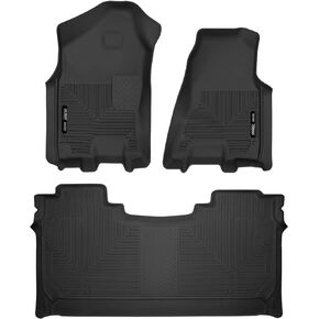 Husky Liners X-act Contour Floor Mats | Fits 2019 - 2024 Dodge Ram 1500 Crew Cab | Front & 2nd Row, 3-pc Black - 54608
