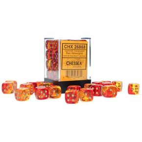 Chessex Dice Set – 12mm Gemini: Translucent Red-Yellow/Gold Dice Block – Dungeons and Dragons D&D DND TTRPG Dice – Includes 36 Dice – D6