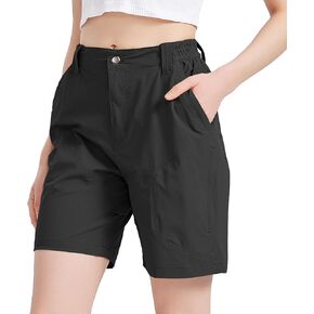 Womens Hiking Cargo Shorts 7" Lightweight Quick Dry Athletic Shorts for Camping Travel Golf with Zipper Pockets