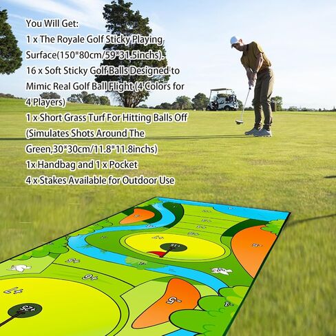 New Royale Golf Game, The Casual Golf Game Mat Set, 16 Golf Balls, 59"*31.5" Golf Hitting Mats for Adults and Family Outdoor Indoor in Saudi Arabia