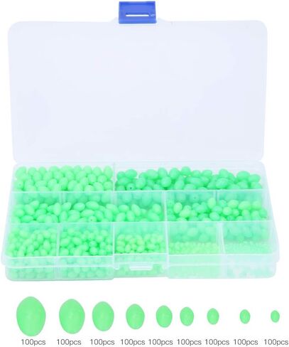 900 PCs Fishing Beads Assorted, Soft Plastic Multi Model Luminous Glow Fishing Beads Oval Round Shaped Glow Eggs for Stream Pool Lake River Fishing in Saudi Arabia