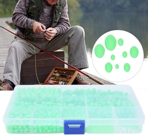 900 PCs Fishing Beads Assorted, Soft Plastic Multi Model Luminous Glow Fishing Beads Oval Round Shaped Glow Eggs for Stream Pool Lake River Fishing in Saudi Arabia