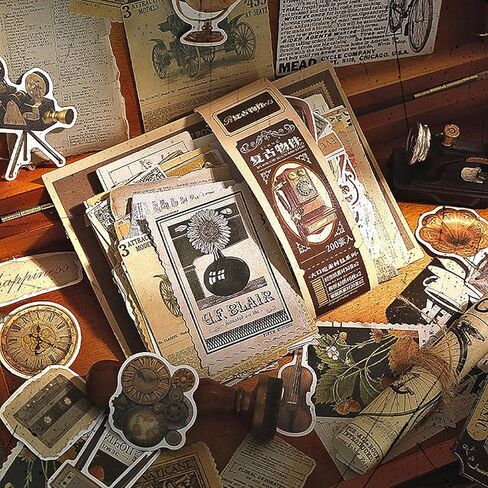 Doraking 200 قطعة من لوازم سجل القصاصات العتيقة لمجلة غير المرغوب فيها ومجلات رصاصة والمخططين والملصقات الورقية الجمالية ومجموعات الحرف الفنية وهدايا ألبوم الكولاج in Kuwait