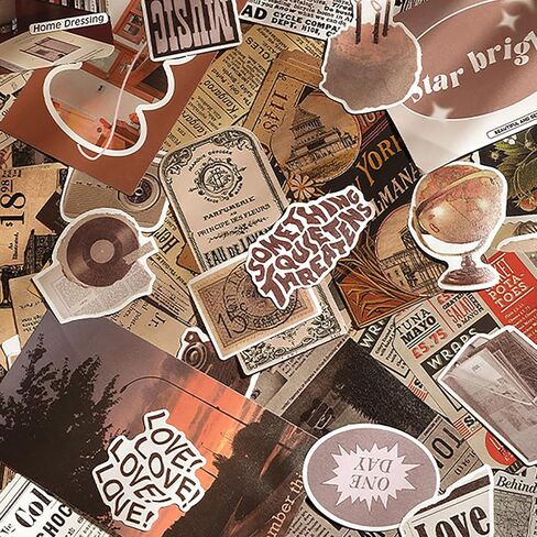 Doraking 200 قطعة من لوازم سجل القصاصات العتيقة لمجلة غير المرغوب فيها ومجلات رصاصة والمخططين والملصقات الورقية الجمالية ومجموعات الحرف الفنية وهدايا ألبوم الكولاج in Kuwait