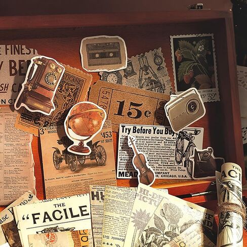 Doraking 200 قطعة من لوازم سجل القصاصات العتيقة لمجلة غير المرغوب فيها ومجلات رصاصة والمخططين والملصقات الورقية الجمالية ومجموعات الحرف الفنية وهدايا ألبوم الكولاج in Kuwait