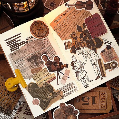 Doraking 200 قطعة من لوازم سجل القصاصات العتيقة لمجلة غير المرغوب فيها ومجلات رصاصة والمخططين والملصقات الورقية الجمالية ومجموعات الحرف الفنية وهدايا ألبوم الكولاج in Kuwait