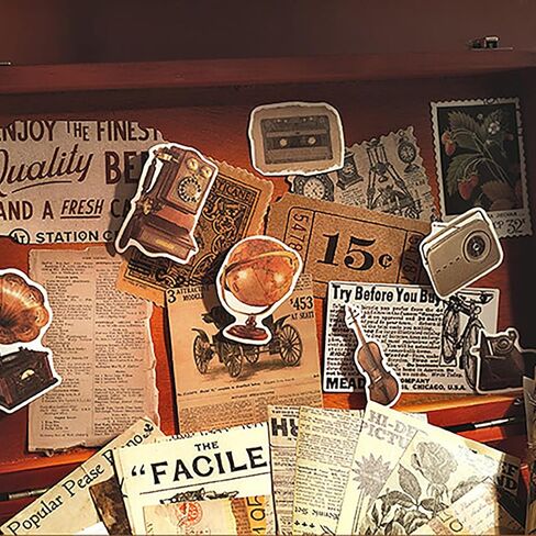 Doraking 200 قطعة من لوازم سجل القصاصات العتيقة لمجلة غير المرغوب فيها ومجلات رصاصة والمخططين والملصقات الورقية الجمالية ومجموعات الحرف الفنية وهدايا ألبوم الكولاج in Kuwait