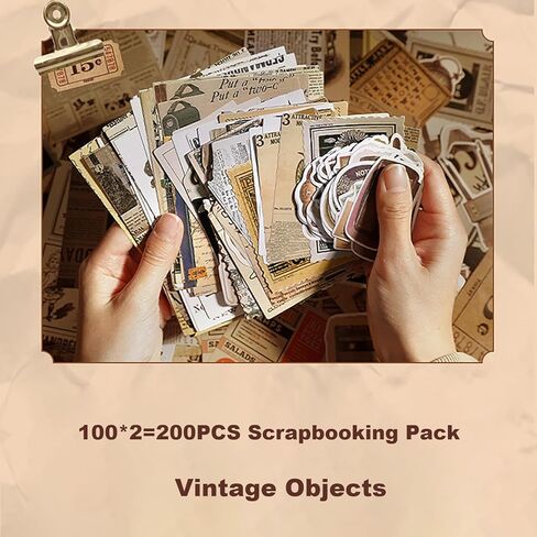 Doraking 200 قطعة من لوازم سجل القصاصات العتيقة لمجلة غير المرغوب فيها ومجلات رصاصة والمخططين والملصقات الورقية الجمالية ومجموعات الحرف الفنية وهدايا ألبوم الكولاج in Kuwait