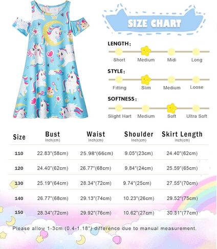 WonderBabe Girls Dresses Clothes Kids Short Sleeve Cold Shoulder School Twirly Skater Dress Summer Casual Mermaid Sundress in Kuwait