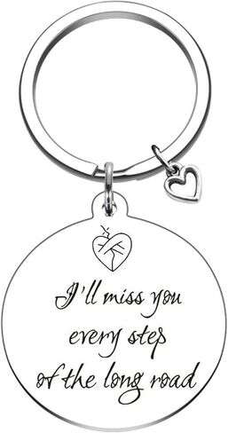 Personalized Metal Keychain Gift ，I will miss you every step of the long road，for Men Women Friend Birthday Anniversary jewellery gift in Saudi Arabia