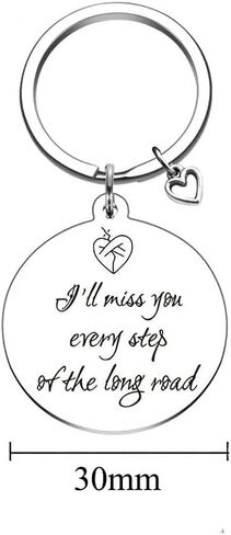 Personalized Metal Keychain Gift ，I will miss you every step of the long road，for Men Women Friend Birthday Anniversary jewellery gift in Saudi Arabia