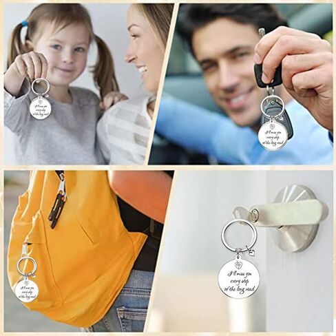 Personalized Metal Keychain Gift ，I will miss you every step of the long road，for Men Women Friend Birthday Anniversary jewellery gift in Saudi Arabia