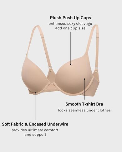 Women's Push Up Bra Tshirt Demi Supportive Bras Underwire Plunge Padded Comfortable Inbarely Plus Collection in Saudi Arabia
