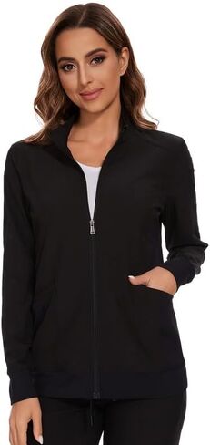 Scrub Jackets for Woman, Zip Front Nurse Jacket, 4-Way Stretch Fabric in Saudi Arabia