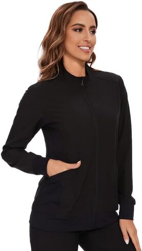 Scrub Jackets for Woman, Zip Front Nurse Jacket, 4-Way Stretch Fabric in Saudi Arabia
