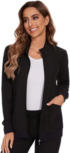Scrub Jackets for Woman, Zip Front Nurse Jacket, 4-Way Stretch Fabric in Saudi Arabia