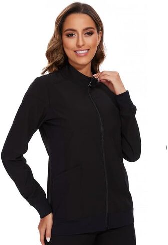 Scrub Jackets for Woman, Zip Front Nurse Jacket, 4-Way Stretch Fabric in Saudi Arabia