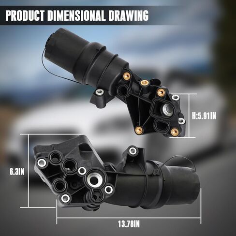 GDO Engine Oil Filter Base Housing Assembly 07K115397D Compatible with A-udi TTRS Mk2,Volkswagen 2.5L Jetta Golf Rabbit New Beetle Replaces 07K115397B, 07K115397A in Kuwait