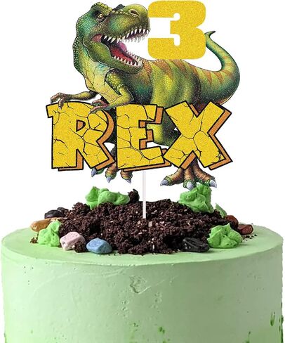Dinosaur Cake Topper for 3 Rex Old Birthday Party Supplies Boy Baby Shower Birthday Dinosaur Themed Party in Saudi Arabia