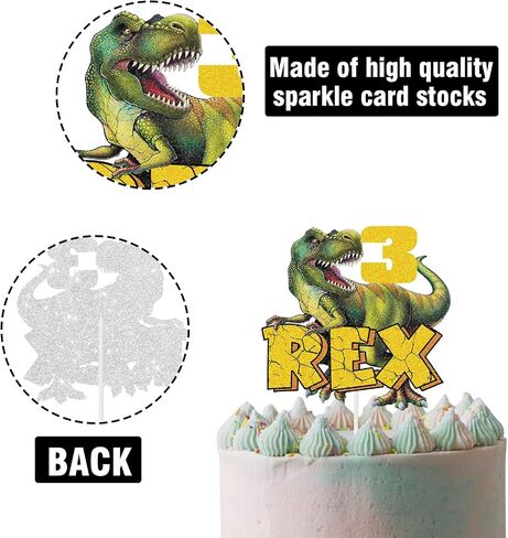 Dinosaur Cake Topper for 3 Rex Old Birthday Party Supplies Boy Baby Shower Birthday Dinosaur Themed Party in Saudi Arabia