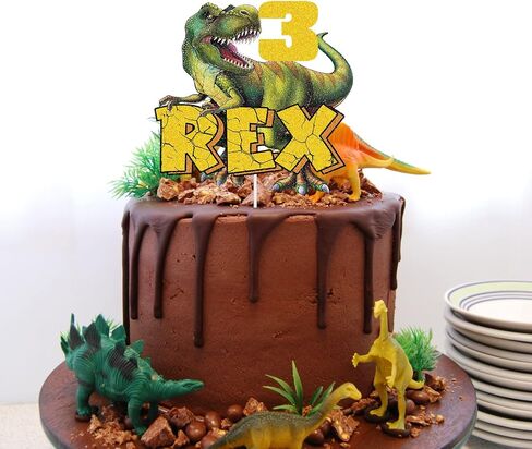 Dinosaur Cake Topper for 3 Rex Old Birthday Party Supplies Boy Baby Shower Birthday Dinosaur Themed Party in Saudi Arabia