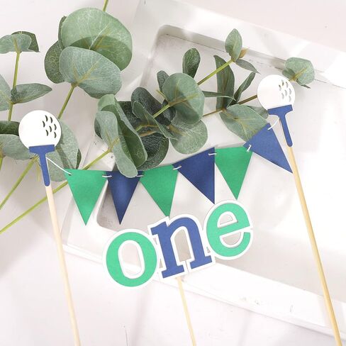 Golf First Birthday Cake Topper - 1st Birthday Cake Topper, Golf Themed First Birthday Party, Golf Tee Decor, One Cake Bunting, Boy 1st Birthday Party Supplies (Golf First Birthday Cake Topper) in Saudi Arabia