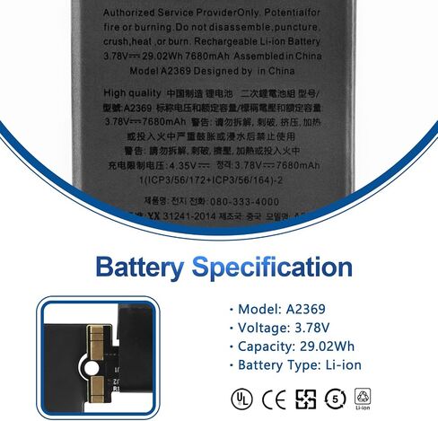 بديل بطارية الكمبيوتر اللوحي ANTIEE New A2369 لجهاز iPad Pro 11 بوصة 2021، 2022 الجيل الرابع لجهاز iPad Pro 11 الجيل الثالث 2021 سلسلة A2377 A2301 A2460 A2459 3.78V 7680mAh 29.02Wh in Saudi Arabia