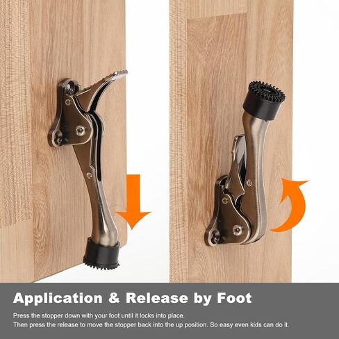 uxcell 1 Pcs 6 Inch One Touch Kickdown Door Stopper Door Holder, Bottom of Door with Rubber Tip, Silver in Saudi Arabia