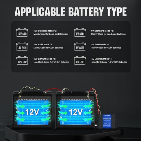 موازن بطارية صديق للبيئة، معادل بطارية 24 فولت، موازنة سريعة AGM/جل/ليثيوم وبطارية هيدريد معدن النيكل وسعة البطارية، إطالة عمر البطارية in Kuwait