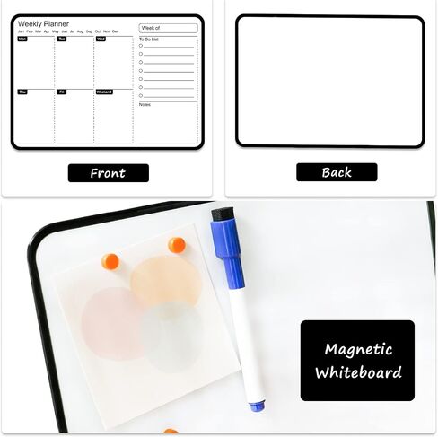 Premium Double-Sided Whiteboard - 11.8" x 8.3" Magnetic Dry Erase Board，Portable Weekly Calendar Whiteboard with Wooden Pen Holder Perfect for Office, Home, or School (Blue Frame) in Saudi Arabia