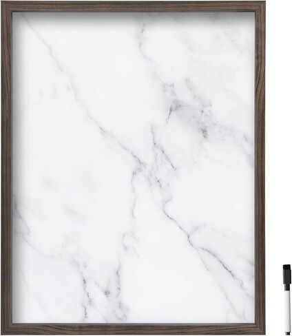 لوح أبيض رخامي من Mikasa Home Accents مع قلم مسح جاف للمكتب المنزلي، وغرفة النوم، والمطبخ، والفصل الدراسي، 21 × 17 بوصة، رخام أبيض بحدود بيضاء in Saudi Arabia