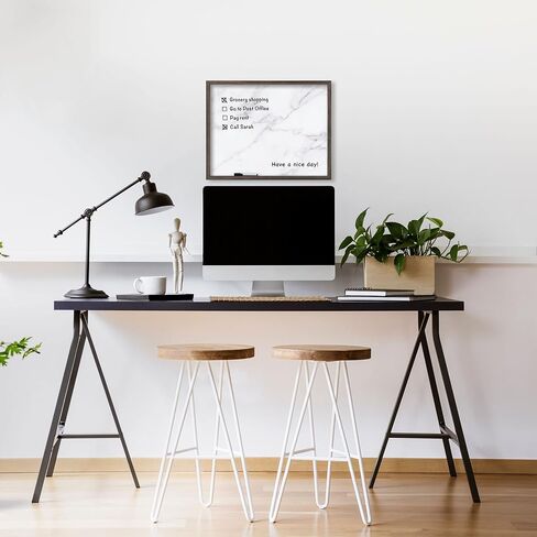لوح أبيض رخامي من Mikasa Home Accents مع قلم مسح جاف للمكتب المنزلي، وغرفة النوم، والمطبخ، والفصل الدراسي، 21 × 17 بوصة، رخام أبيض بحدود بيضاء in Saudi Arabia