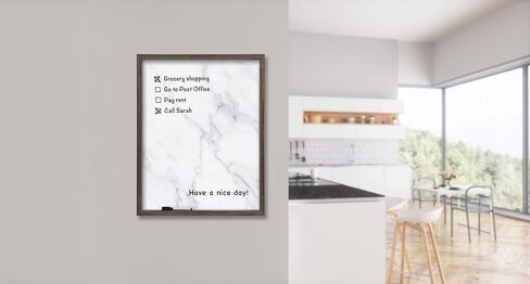 لوح أبيض رخامي من Mikasa Home Accents مع قلم مسح جاف للمكتب المنزلي، وغرفة النوم، والمطبخ، والفصل الدراسي، 21 × 17 بوصة، رخام أبيض بحدود بيضاء in Saudi Arabia