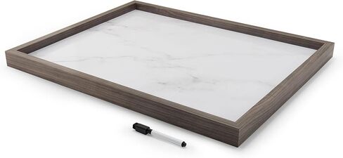 لوح أبيض رخامي من Mikasa Home Accents مع قلم مسح جاف للمكتب المنزلي، وغرفة النوم، والمطبخ، والفصل الدراسي، 21 × 17 بوصة، رخام أبيض بحدود بيضاء in Saudi Arabia