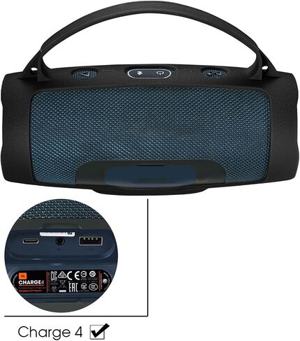 Silicone Case Cover Compatible with JBL Charge Essential 2 / Charge 4 Speaker, Travel Gel Soft Skin, Waterproof Rubber Carring Pouch Protective Sleeve with Strap (Black) in Saudi Arabia