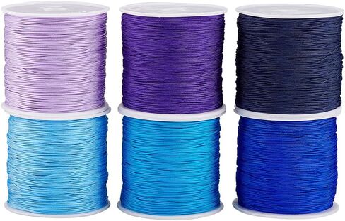 PH PandaHall Blue Nylon Thread 0.8mm Beading Cord Braided Nylon String Chinese Knotting Cord Macrame Thread for Friendship Bracelets Beach Surfer Crafting Christmas Tree Ornament, 196 Yard in Saudi Arabia