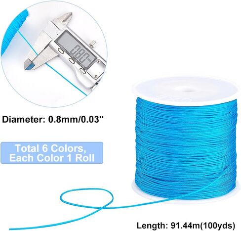 PH PandaHall Blue Nylon Thread 0.8mm Beading Cord Braided Nylon String Chinese Knotting Cord Macrame Thread for Friendship Bracelets Beach Surfer Crafting Christmas Tree Ornament, 196 Yard in Saudi Arabia