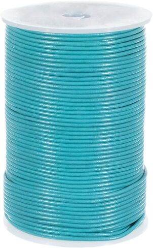 Craft County 2mm Round Leather Cord – 5, 10, 25 or 50 Yards or 328 Feet (Turquoise, 5 Yards) in Saudi Arabia