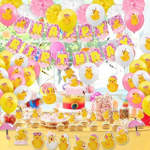 Outus 77 Pcs Bird Party Decorations Adult Bird HAPPY Birthday Party Decoration Include Banner Bird String Hanging Banner Pom Pom Flowers Hanging Swirls Latex Balloons Cupcake Topper in Saudi Arabia