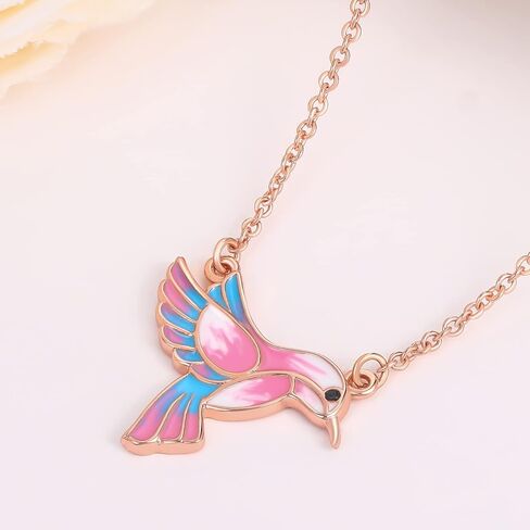 JIANGYUE Hummingbird Pendant Necklace Bird Jewelry for Women Girls Christmas Gift for Her in Saudi Arabia