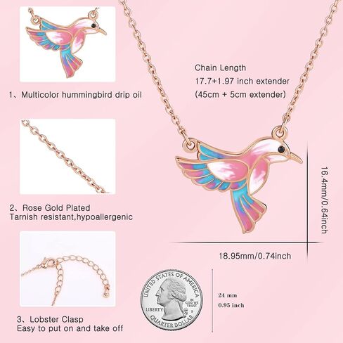 JIANGYUE Hummingbird Pendant Necklace Bird Jewelry for Women Girls Christmas Gift for Her in Saudi Arabia